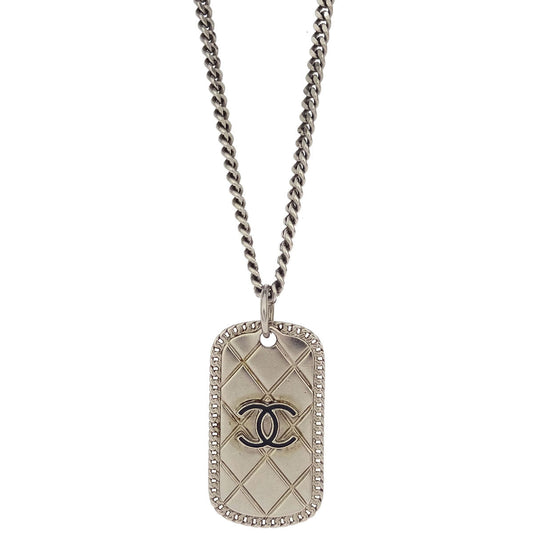 Chanel Chain Necklace Silver Rectangle 09P
