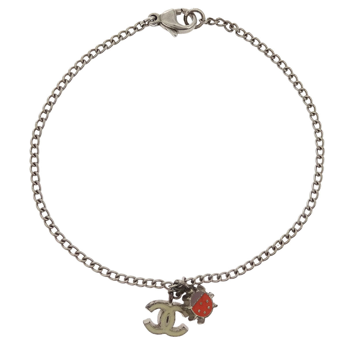 Chanel CC Ladybug Chain Bracelet Silver 04P
