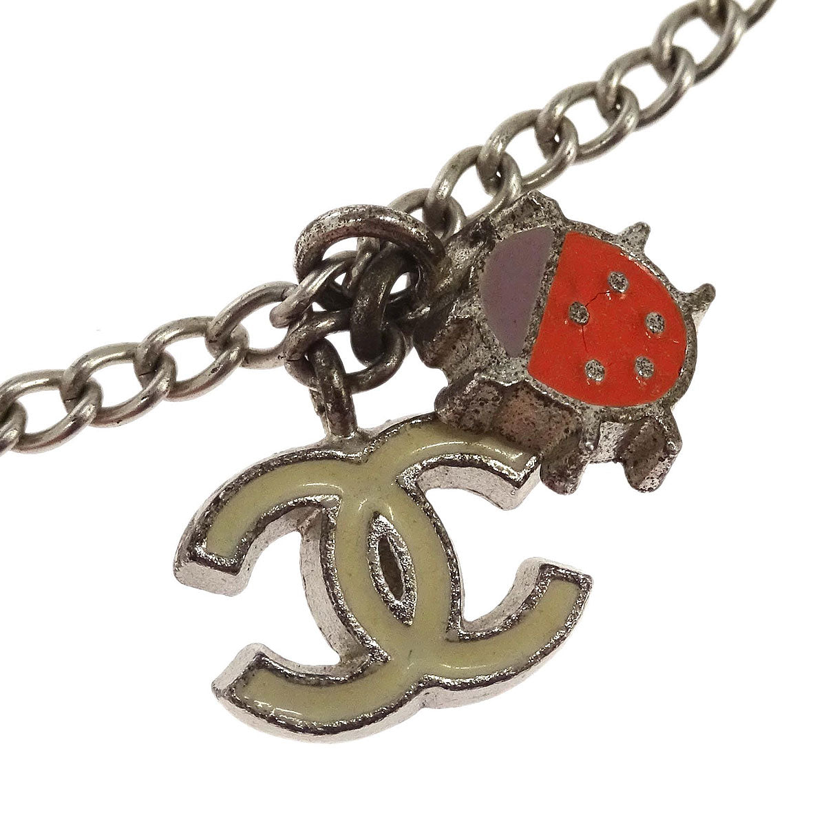 Chanel CC Ladybug Chain Bracelet Silver 04P