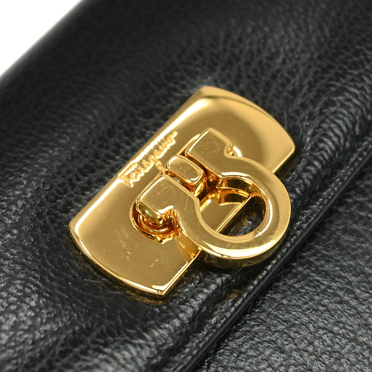 Salvatore Ferragamo Black Leather Gancini Pochette Shoulder Bag