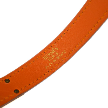 Hermes Orange Veau Gulliver Kelly Double Tour Bracelet Bangle