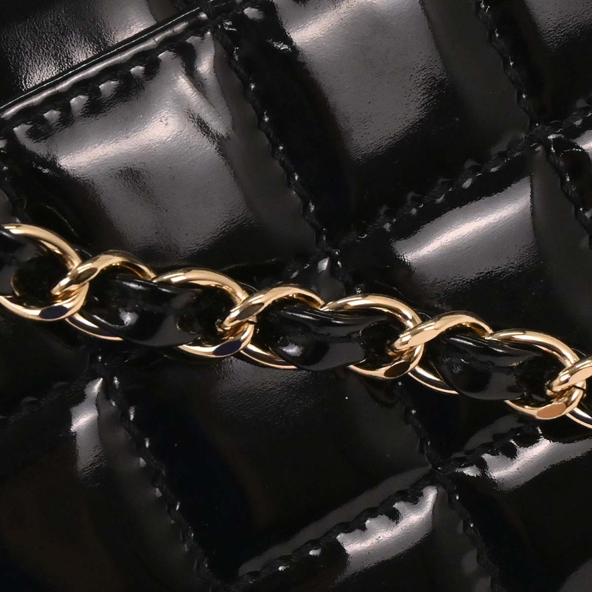 Chanel 2002-2003 Black Patent Leather Choco Bar Single Flap Shoulder Bag