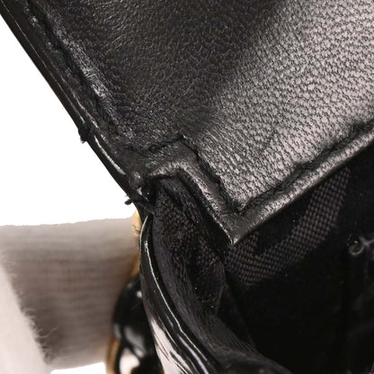 Chanel 2002-2003 Black Patent Leather Choco Bar Single Flap Shoulder Bag