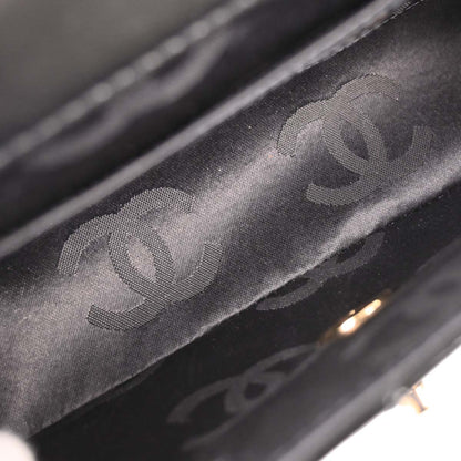 Chanel 2002-2003 Black Patent Leather Choco Bar Single Flap Shoulder Bag