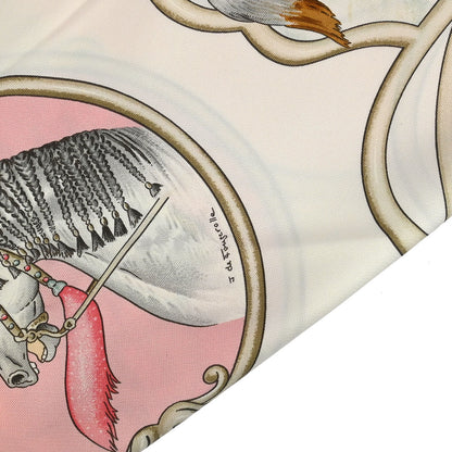 Hermes Scarf Carre 90 Les Chevaux Des Moghols Pink Small Good