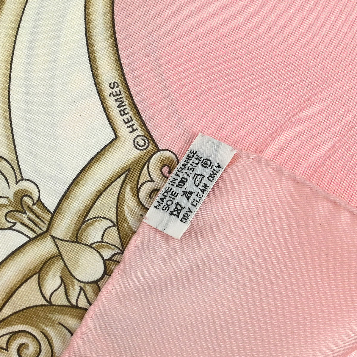 Hermes Scarf Carre 90 Les Chevaux Des Moghols Pink Small Good