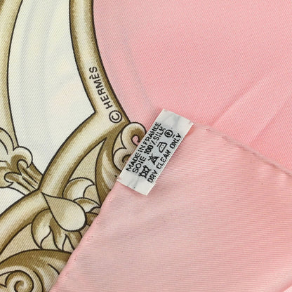 Hermes Scarf Carre 90 Les Chevaux Des Moghols Pink Small Good
