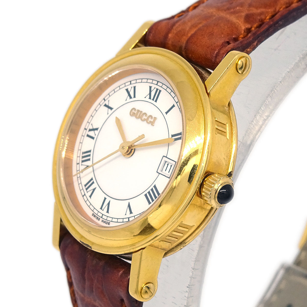 Gucci * 7200L Quartz Watch SS Crocodile