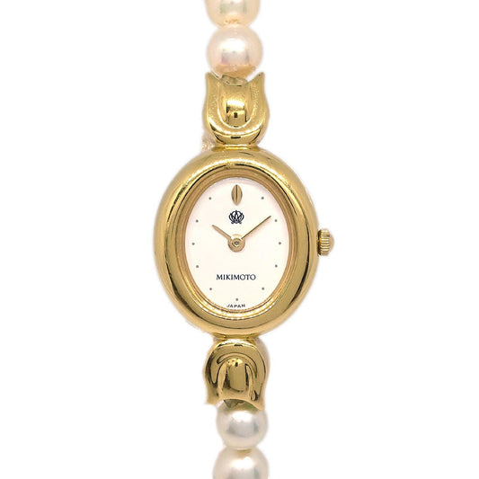 Mikimoto 1E20-3030 Pearl Quartz Watch SS