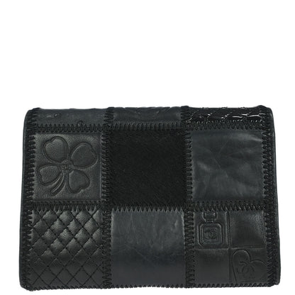 Chanel * 2006-2008 Black Lambskin Pony Hair Ostrich Wallet