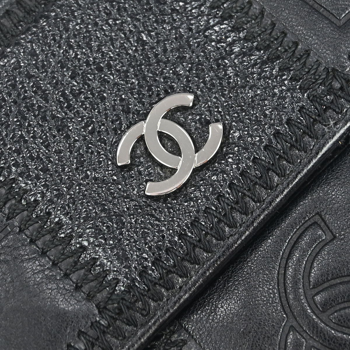 Chanel * 2006-2008 Black Lambskin Pony Hair Ostrich Wallet