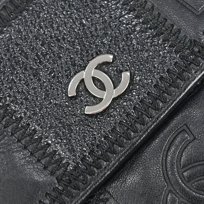 Chanel * 2006-2008 Black Lambskin Pony Hair Ostrich Wallet
