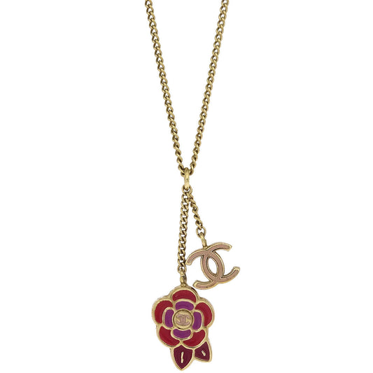 Chanel CC Chain Necklace Gold Camellia 05P