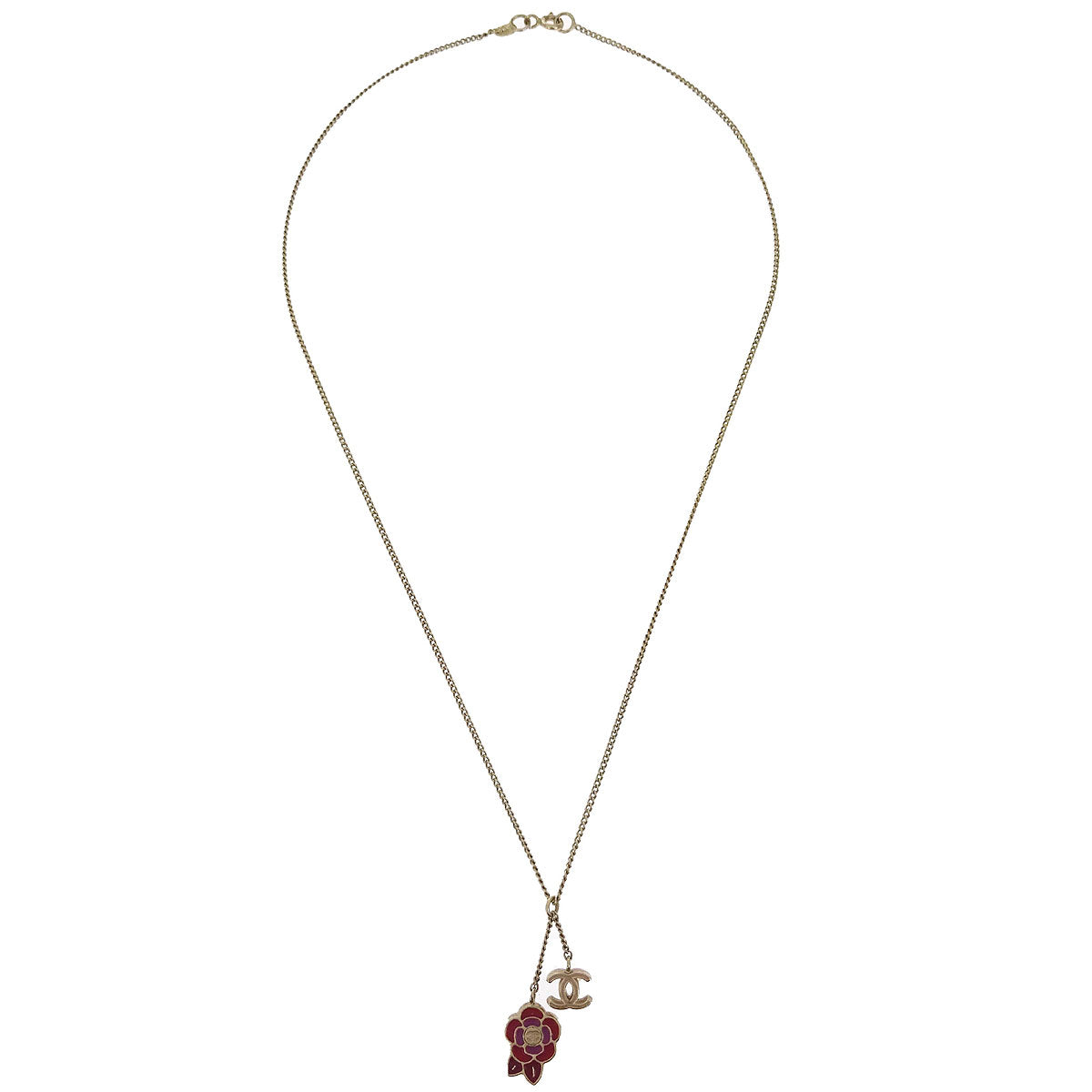 Chanel CC Chain Necklace Gold Camellia 05P