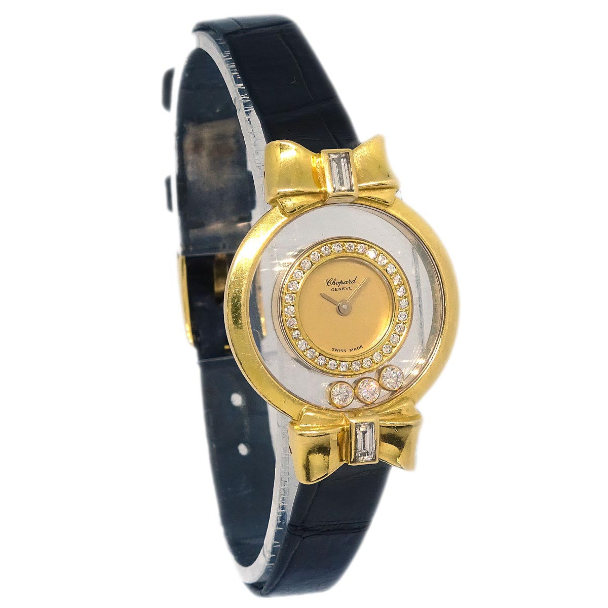 Chopard * Happy Diamonds Ref.20/4297 Quartz Watch 18KYG Diamond Crocodile