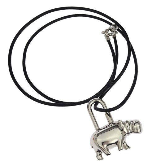 Hermes Annee Des Fleuves Hippopotamus Choker Necklace Silver