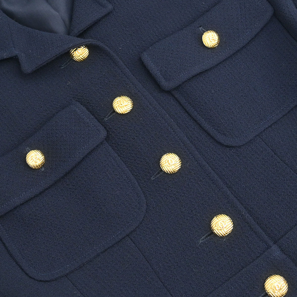 Chanel Setup Suit Jacket Skirt Navy #36