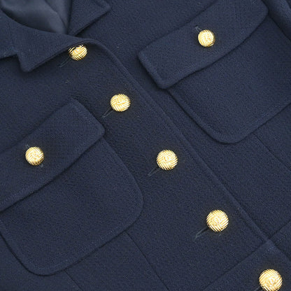 Chanel Setup Suit Jacket Skirt Navy #36