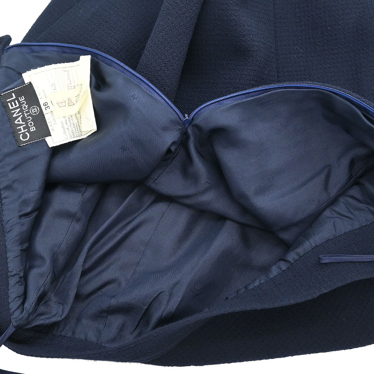 Chanel Setup Suit Jacket Skirt Navy #36