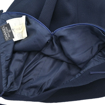 Chanel Setup Suit Jacket Skirt Navy #36
