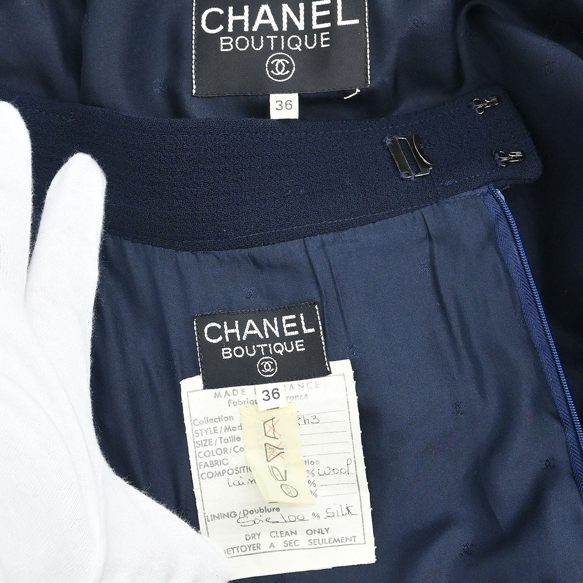 Chanel Setup Suit Jacket Skirt Navy #36