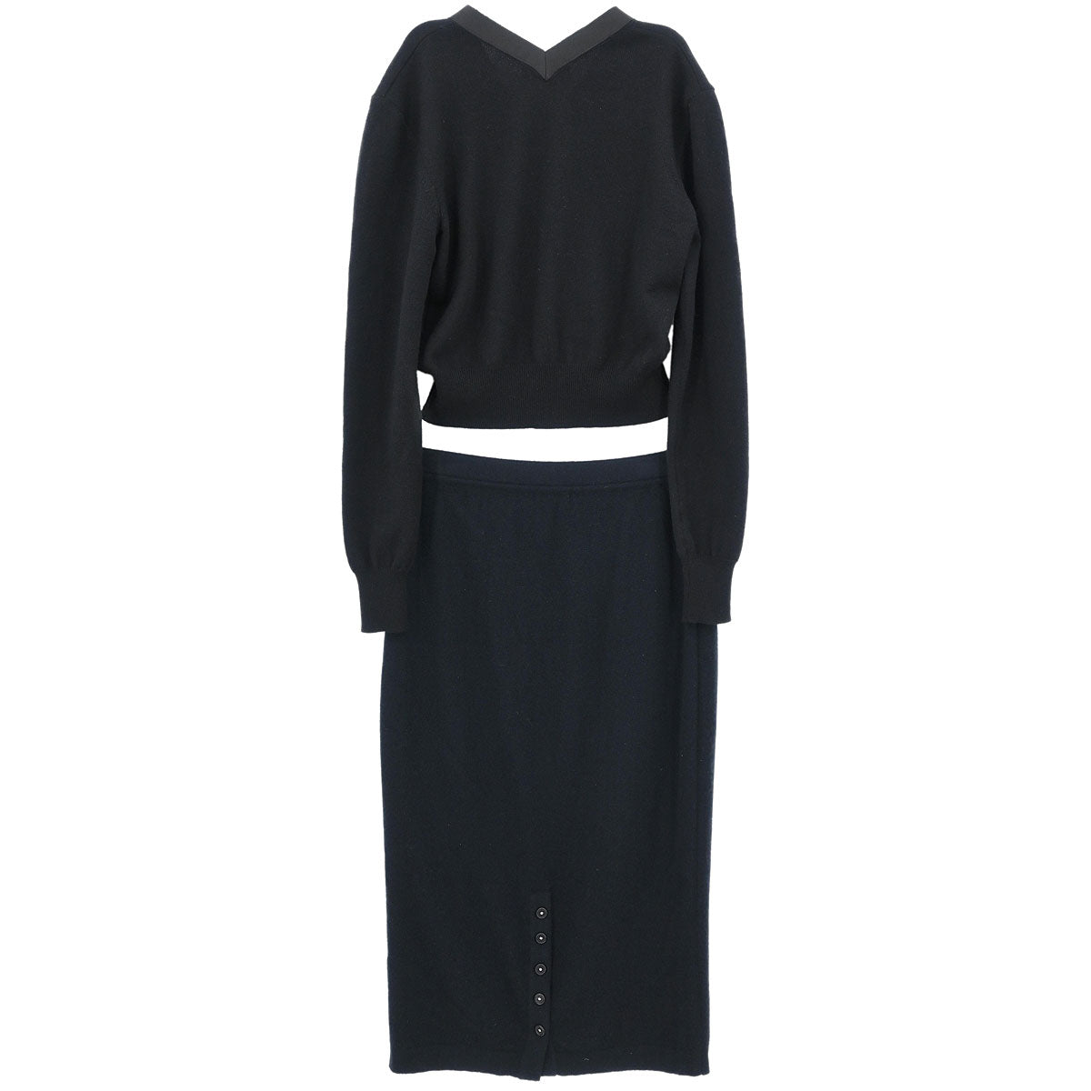 Chanel Setup Suit Cardigan Skirt Black #40