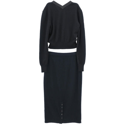 Chanel Setup Suit Cardigan Skirt Black #40
