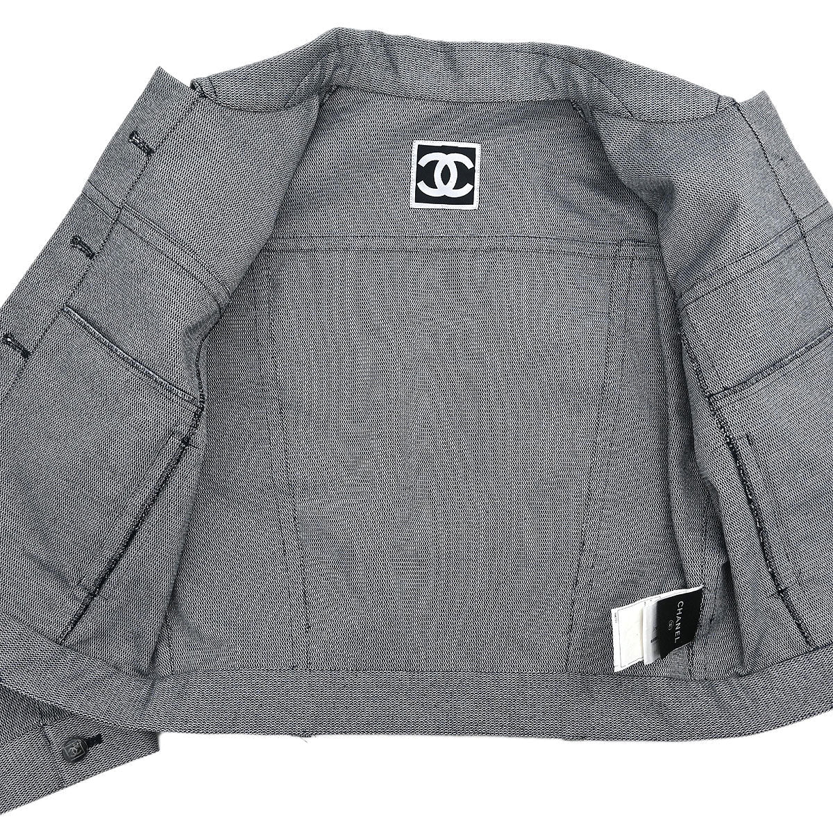 Chanel 2009 Single Breasted Jacket Sport Line Jacket Gray #36