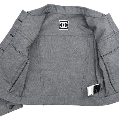 Chanel 2009 Single Breasted Jacket Sport Line Jacket Gray #36