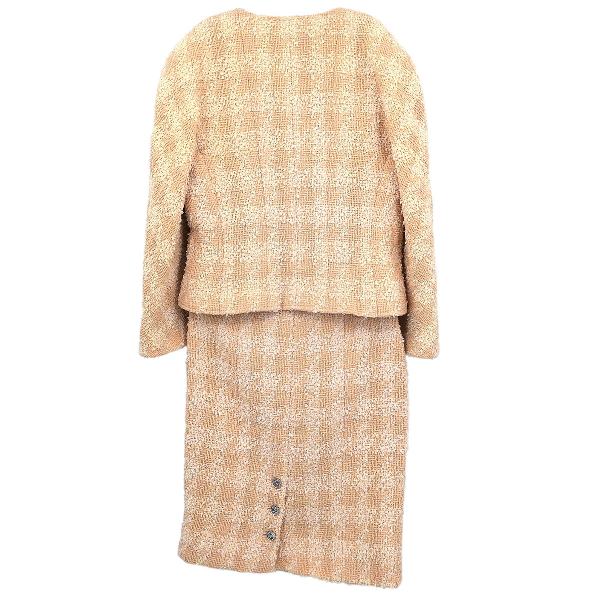 Chanel 1996 Setup Suit Jacket Skirt Beige #38