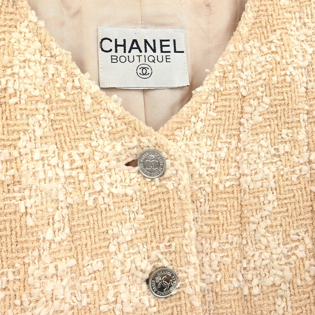 Chanel 1996 Setup Suit Jacket Skirt Beige #38