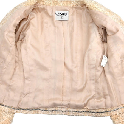 Chanel 1996 Setup Suit Jacket Skirt Beige #38