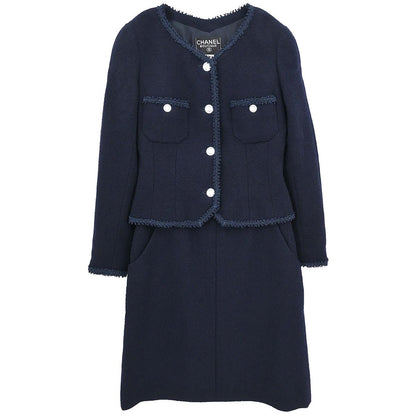Chanel 1997 Setup Suit Jacket Skirt Navy #38