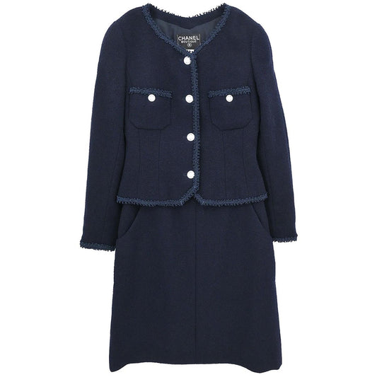 Chanel 1997 Setup Suit Jacket Skirt Navy #38