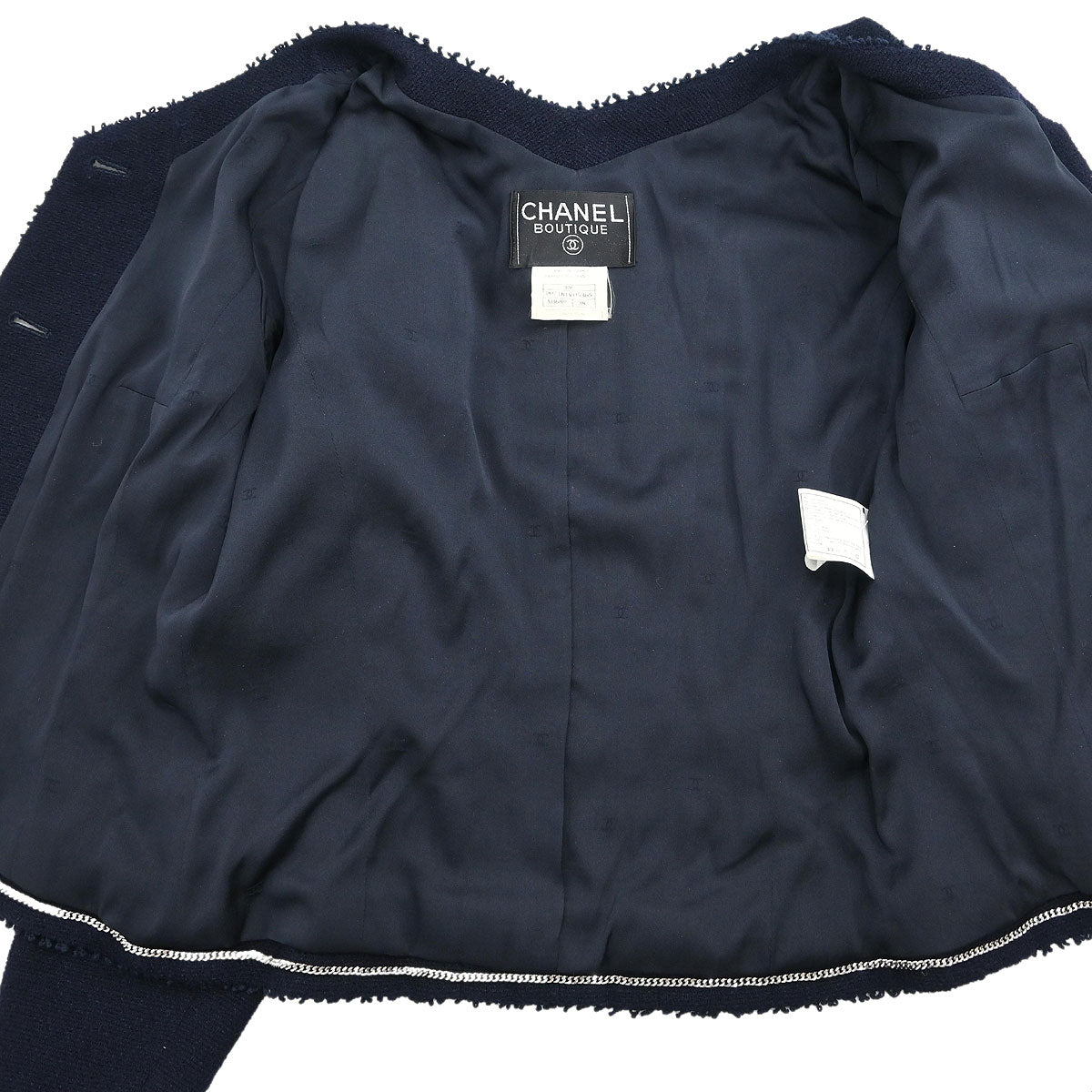 Chanel 1997 Setup Suit Jacket Skirt Navy #38
