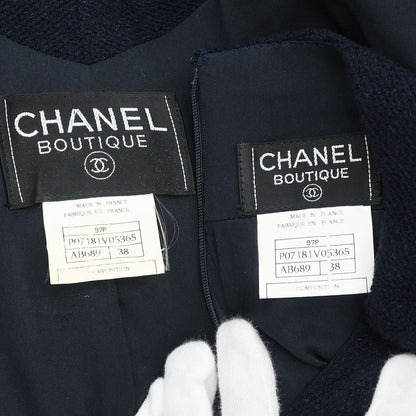 Chanel 1997 Setup Suit Jacket Skirt Navy #38