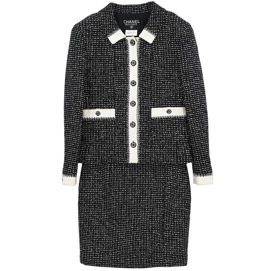 Chanel 1996 Setup Suit Jacket Skirt Black #40