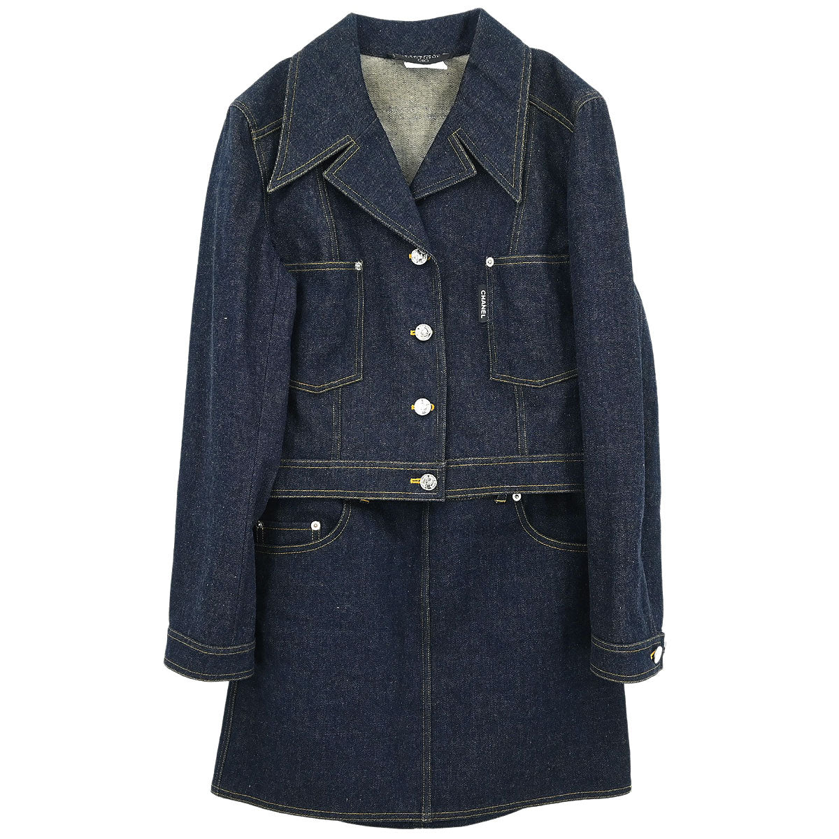 Chanel 1996 Setup Suit Jacket Skirt Navy #40 #38