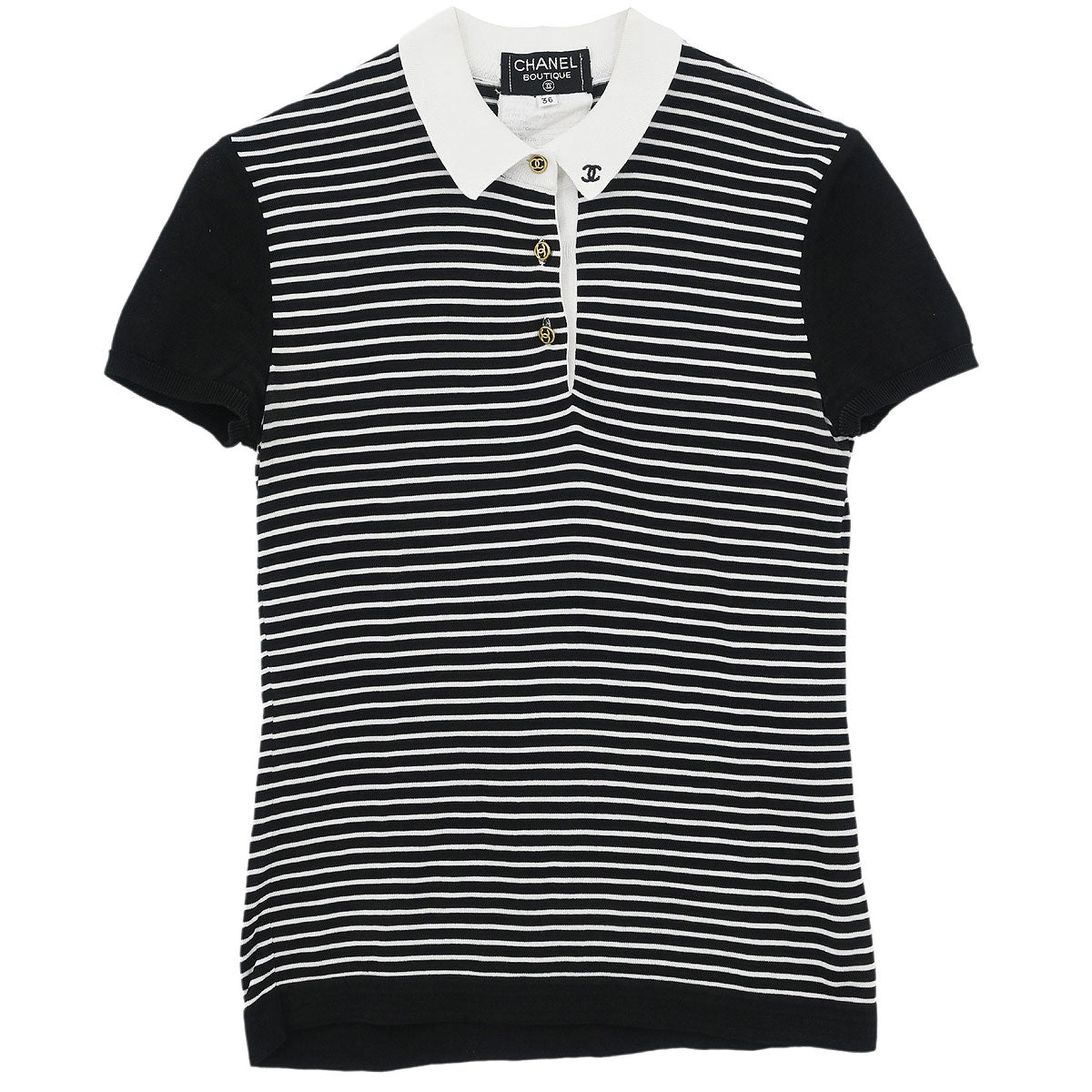 Chanel Polo Shirt Top Black #36