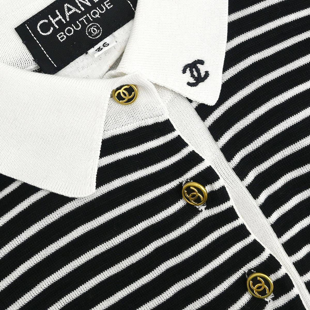 Chanel Polo Shirt Top Black #36
