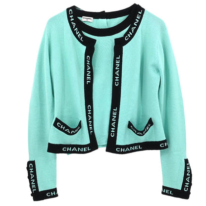 Chanel Ensemble Cardigan Short Sleeve Top Light Green