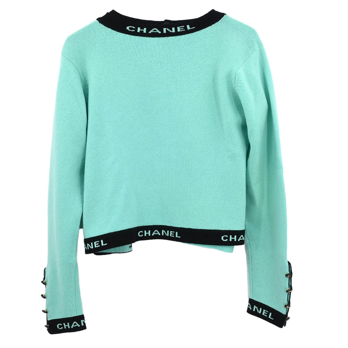 Chanel Ensemble Cardigan Short Sleeve Top Light Green
