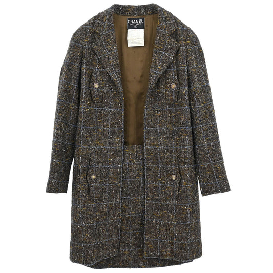 Chanel 1994 Setup Suit Jacket Skirt Brown #38
