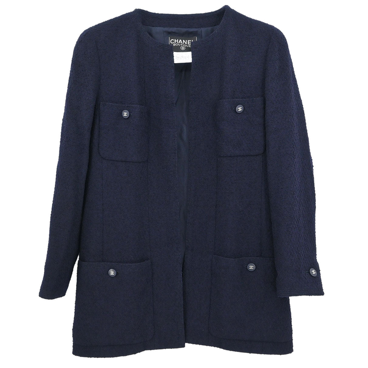 Chanel 1996 Collarless Jacket Navy #42