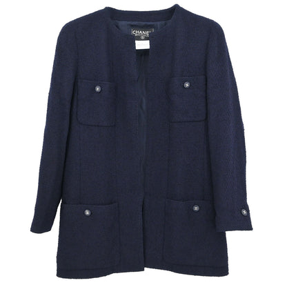 Chanel 1996 Collarless Jacket Navy #42