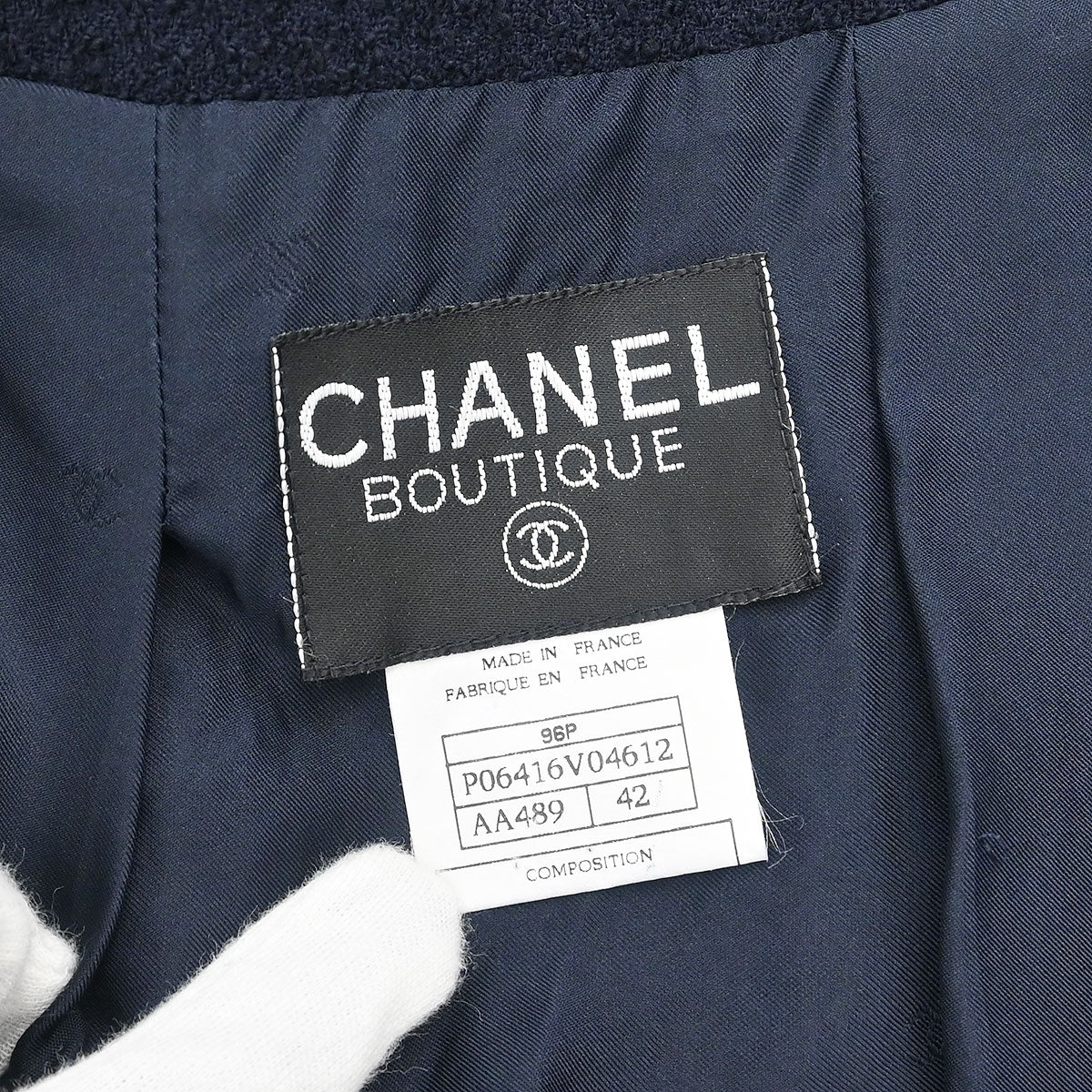 Chanel 1996 Collarless Jacket Navy #42