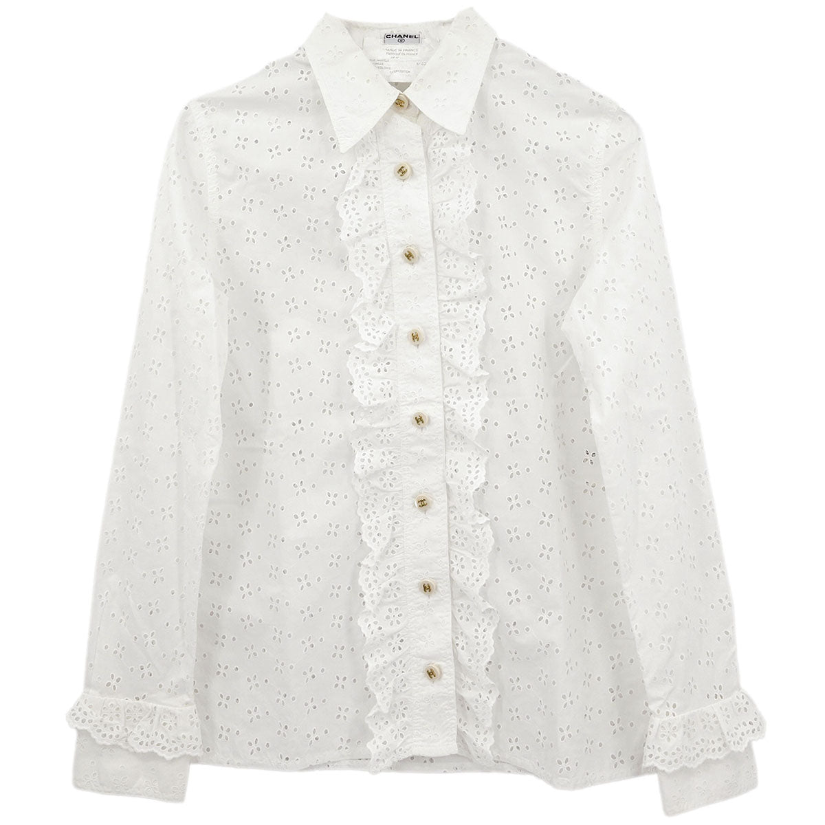 Chanel Top Blouse White #36