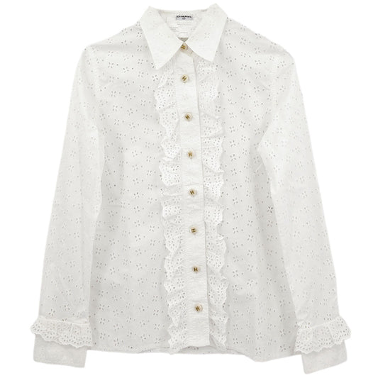 Chanel Top Blouse White #36
