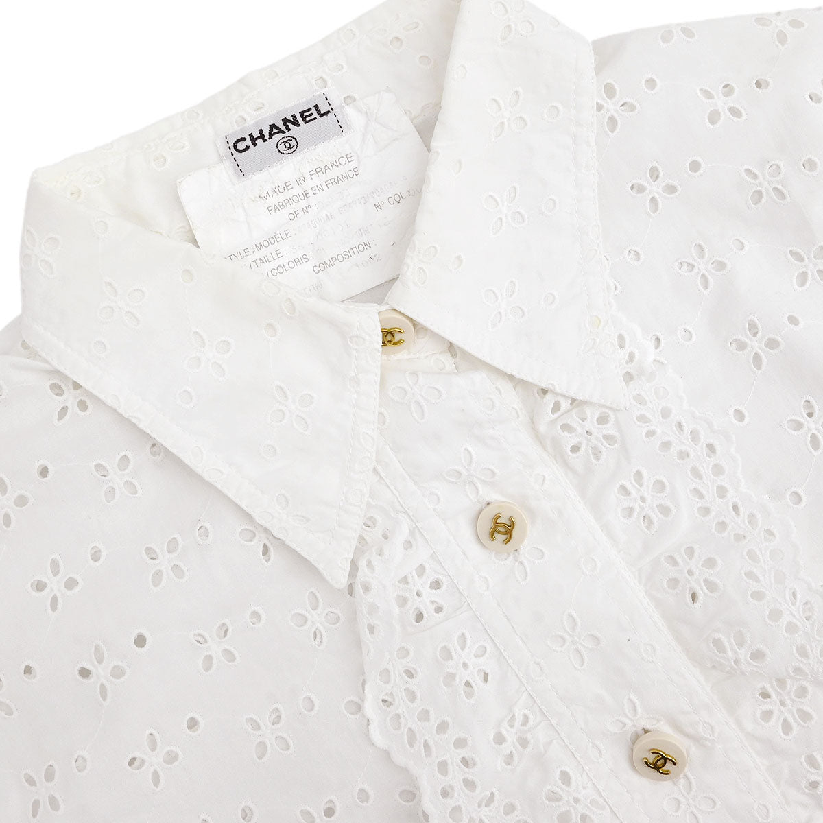 Chanel Top Blouse White #36