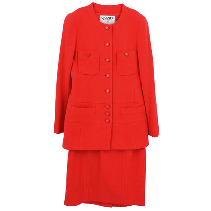 Chanel 1996 Setup Suit Jacket Skirt Red #36